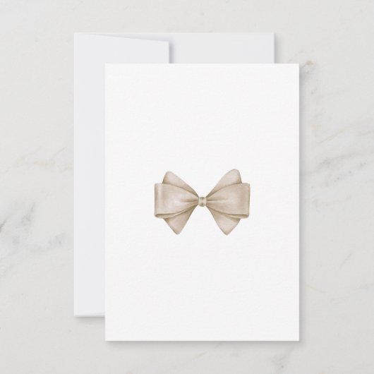 Beige Bow Modern Boho Baby shower Bedankkaart (Achterkant)