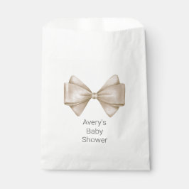 Beige Bow Modern Boho Baby shower Bedankzakje