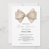 Beige Bow Modern Boho Baby shower Kaart (Voorkant)