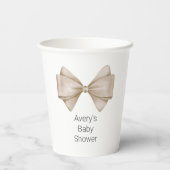 Beige Bow Modern Boho Baby shower Papieren Bekers (Achterkant)