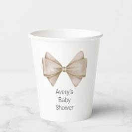 Beige Bow Modern Boho Baby shower Papieren Bekers