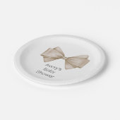 Beige Bow Modern Boho Baby shower Papieren Bordje (Gekanteld)
