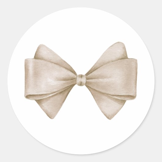 Beige Bow Modern Boho Baby shower Ronde Sticker (Voorkant)