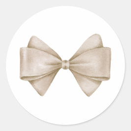 Beige Bow Modern Boho Baby shower Ronde Sticker