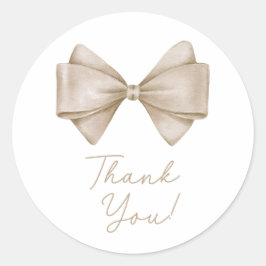 Beige Bow Modern Boho Baby shower Ronde Sticker