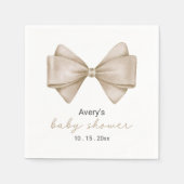 Beige Bow Modern Boho Baby shower servetten (Voorkant)