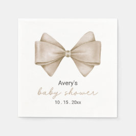 Beige Bow Modern Boho Baby shower servetten