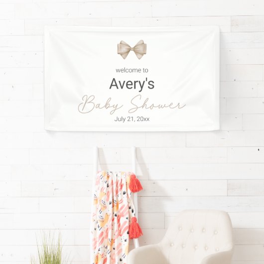 Beige Bow Modern Boho Baby shower Spandoek (Insitu)