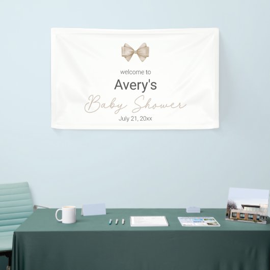 Beige Bow Modern Boho Baby shower Spandoek (Beurs)