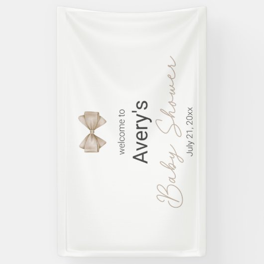 Beige Bow Modern Boho Baby shower Spandoek (Verticaal)