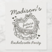 Beige Bow Retro Hart Coquette Cake Bachelorette Wijn Etiket (Enkel label)