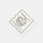 Beige Bow Retro Hart Coquette Cake Bruids Brunch Servet (Hoek)