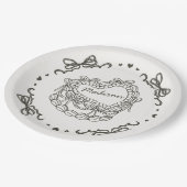 Beige Bow Retro Hart Coquette Cake Gepersonaliseer Papieren Bordje (Gekanteld)