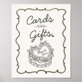 Beige Bow Retro Hart Coquette Cake Kaarten Geschen Poster (Voorkant)