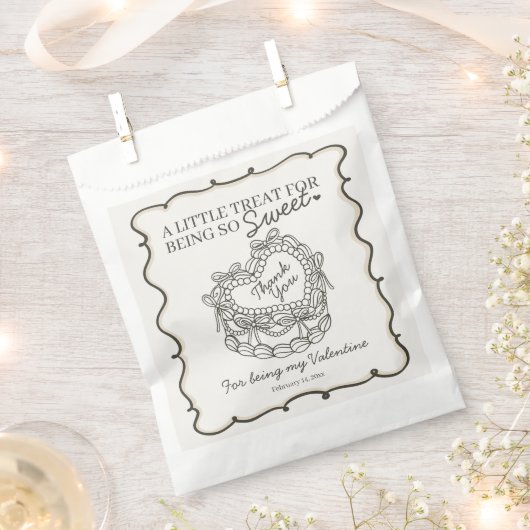 Beige Bow Retro Hart Coquette Cake Valentijnse Bedankzakje (Geknipt)