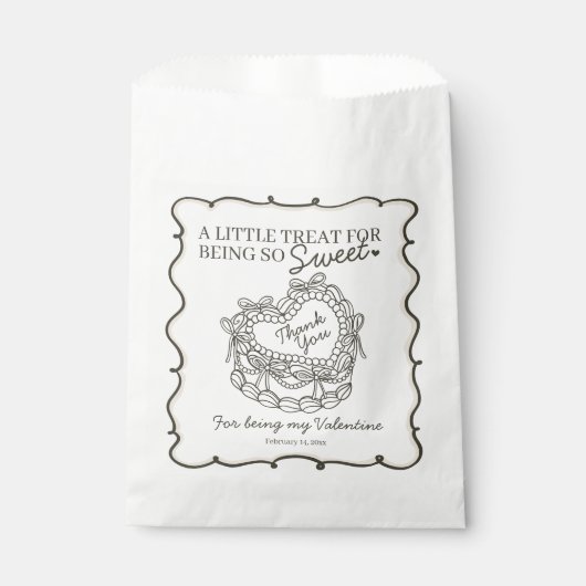 Beige Bow Retro Hart Coquette Cake Valentijnse Bedankzakje (Voorkant)