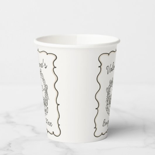 Beige Bow Retro Hart Coquette Cake Valentijnse Papieren Bekers (Links)