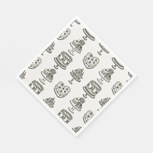 Beige Bow Retro Hart Coquette Cake Valentijnse Servet (Hoek)