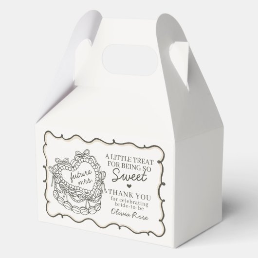 Beige Bow Retro Hart Coquette Cake Vrijgezellenfee Bedankdoosjes (Voorkant)