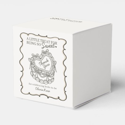 Beige Bow Retro Hart Coquette Cake Vrijgezellenfee Bedankdoosjes (Achterkant)
