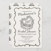 Beige Bow Retro Hart Coquette Cake Vrijgezellenfee Kaart (Voorkant / Achterkant)