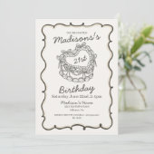Beige Bow Retro Hart Coquette Taart 21e Verjaardag Kaart (Staand voorkant)