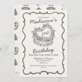 Beige Bow Retro Hart Coquette Taart 21e Verjaardag Kaart (Voorkant / Achterkant)