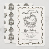 Beige Bow Retro Hart Coquette Taart 21e Verjaardag Kaart (Voorkant / Achterkant)