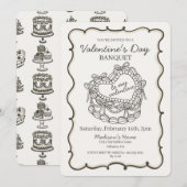 Beige Bow Retro Hart Coquette Taart Valentijn Kaart (Voorkant / Achterkant)