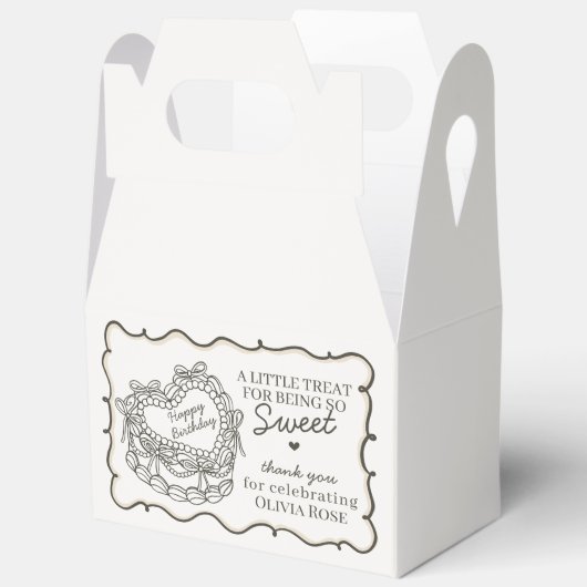 Beige Bow Retro Hart Coquette Taart Verjaardag Bedankdoosjes (Open)