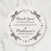 Beige Bow Retro Hart Coquette Taart Verjaardag Bedankjes Labels (Achterkant)