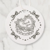 Beige Bow Retro Hart Coquette Taart Verjaardag Bedankjes Labels (Voorkant)