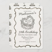 Beige Bow Retro Hart Coquette Taart Verjaardag Kaart (Voorkant / Achterkant)