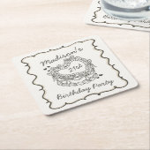 Beige Bow Retro Hart Coquette Taart Verjaardag Kartonnen Onderzetters (Schuin)