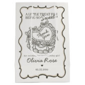 Beige Bow Retro Hart Coquette Taart Verjaardag Medium Cadeauzakje (Achterkant)