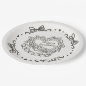 Beige Bow Retro Hart Coquette Taart Verjaardag Papieren Bordje (Gekanteld)