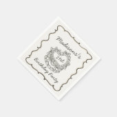 Beige Bow Retro Hart Coquette Taart Verjaardag Servet (Hoek)