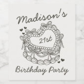 Beige Bow Retro Hart Coquette Taart Verjaardag Wijn Etiket (Enkel label)