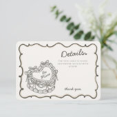 Beige Bow Retro Heart Coquette Cake Details Invoeg Informatiekaartje (Staand voorkant)