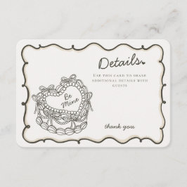 Beige Bow Retro Heart Coquette Cake Details Invoeg Informatiekaartje