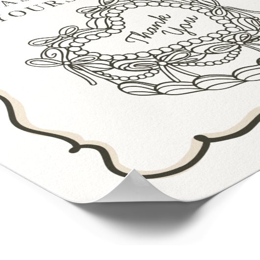 Beige Bow Retro Heart Coquette Cake Favorieten Tek Poster (Hoek)