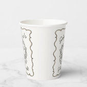 Beige Bow Retro Heart Coquette Cake Galentines Papieren Bekers (Links)