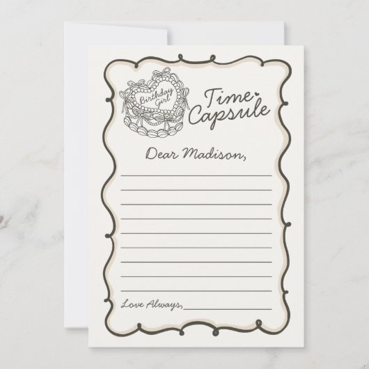 Beige Bow Retro Heart Coquette Cake Time Capsule Kaart (Voorkant)