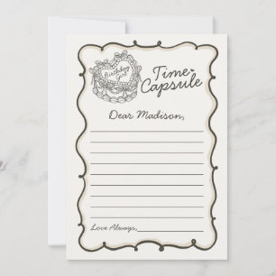 Beige Bow Retro Heart Coquette Cake Time Capsule Kaart