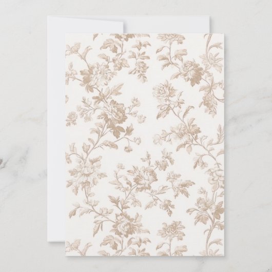 Beige Bow Toile Ze bindt het knoop Vrijgezellenfee Kaart (Achterkant)