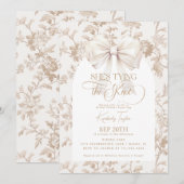 Beige Bow Toile Ze bindt het knoop Vrijgezellenfee Kaart (Voorkant / Achterkant)