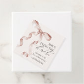 Beige Bow Tying the Knot Vrijgezellenfeest Party Bedankjes Labels (In situ)