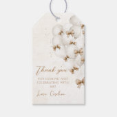 Beige Bows Balloons Verjaardag Gift Labels Cadeaulabel (Voorkant)