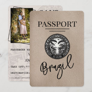 Beige Brazilië paspoort Bewaar de datum Save The Date