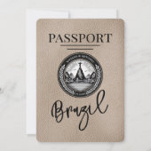 Beige Brazilië Paspoort bruiloft uitnodiging (Achterkant)